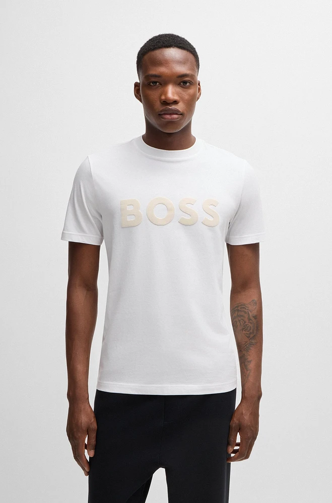 Cotton-jersey T-shirt with mirror-effect logo print