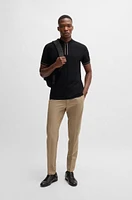 Zip-neck polo shirt stretch-cotton piqué