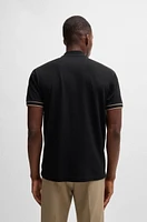 Zip-neck polo shirt stretch-cotton piqué