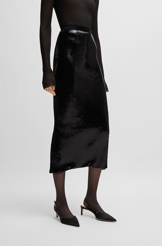 Relaxed-fit midi skirt with sequin embellishments
