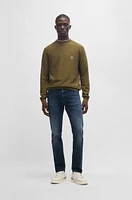 Structured sweater cotton and cashmere with logo patch