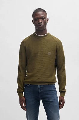 Structured sweater cotton and cashmere with logo patch