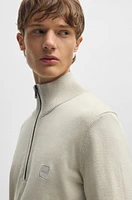 Logo-patch zip-neck sweater cotton and cashmere