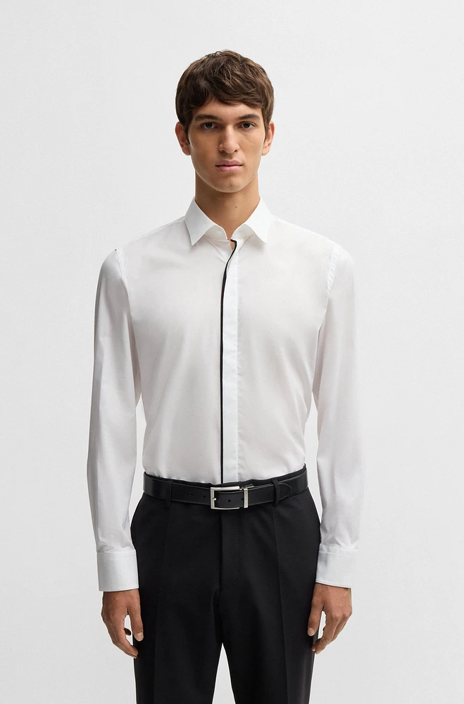 Slim-fit shirt easy-iron stretch-cotton poplin