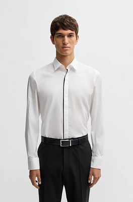 Slim-fit shirt easy-iron stretch-cotton poplin