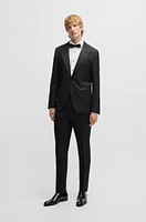 Slim-fit tuxedo trousers wool with silk trims