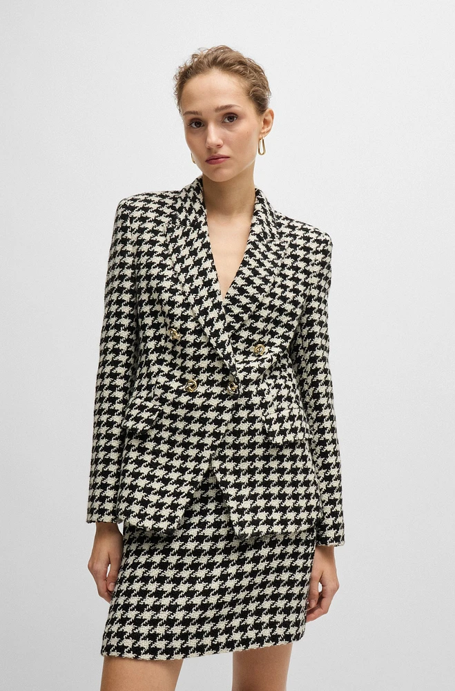 Slim-fit jacket houndstooth fabric with metallic trims