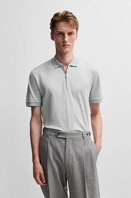 Zip-neck polo shirt cotton and silk