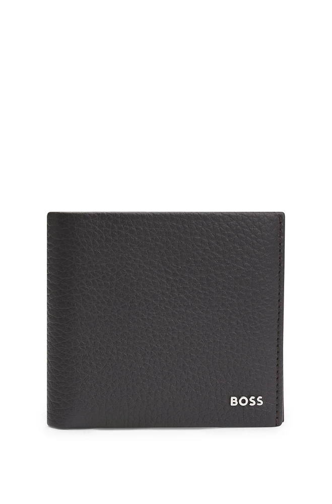 Grained-leather wallet with logo lettering