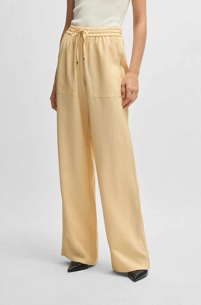 Wide-leg drawcord trousers soft twill