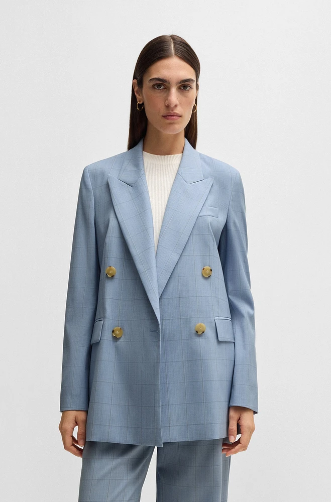 Regular-fit suit jacket checked wool