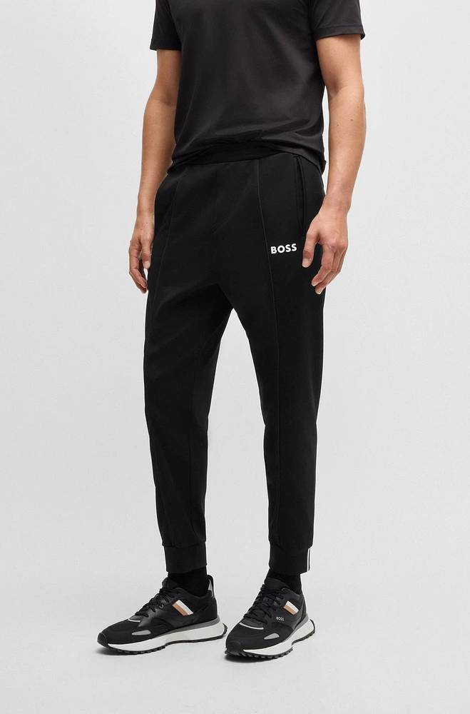 Regular-fit trousers stretch gabardine with logo detail