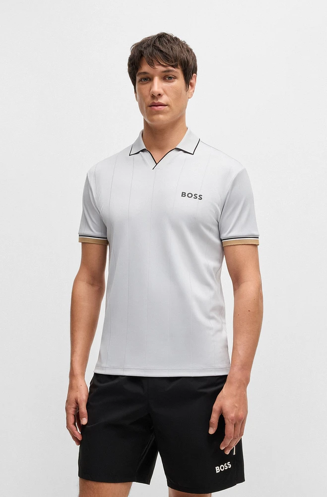 Active polo shirt with four-way stretch