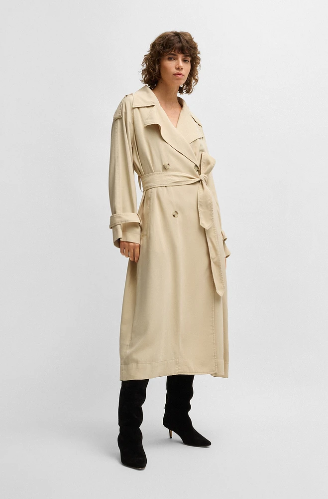 Loose-fit trench coat with belt