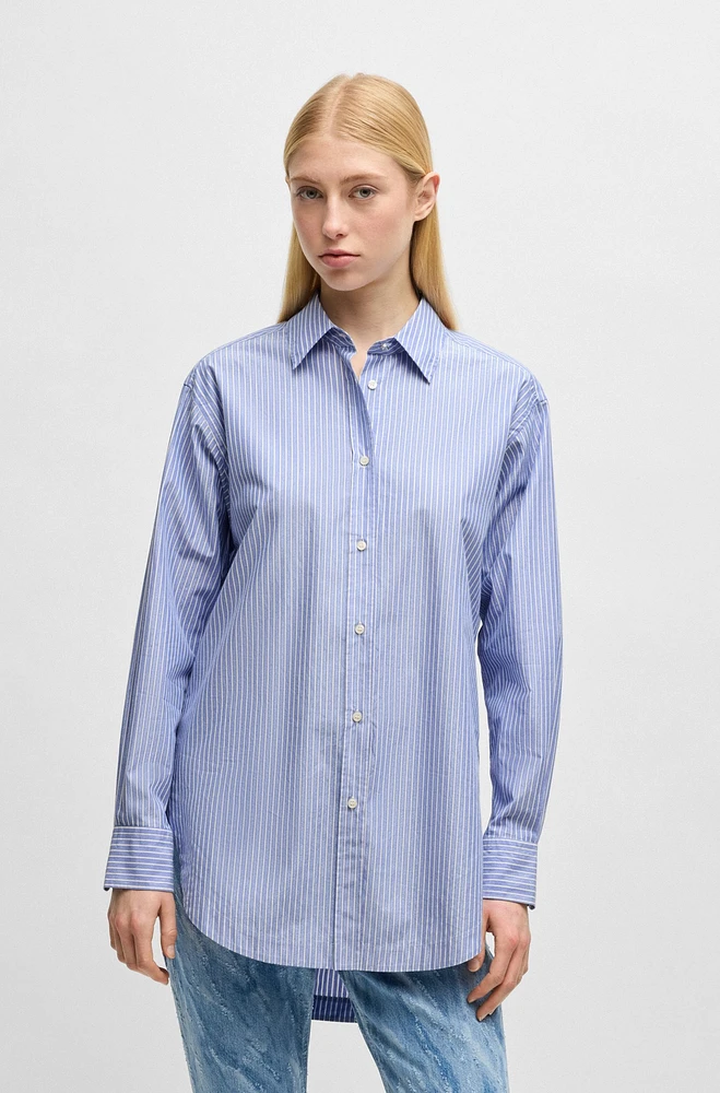 Relaxed-fit blouse striped poplin