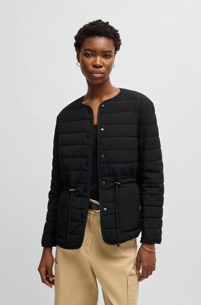 Water-repellent padded jacket with drawcord waist