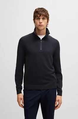 Zip-neck sweater with softshell trims
