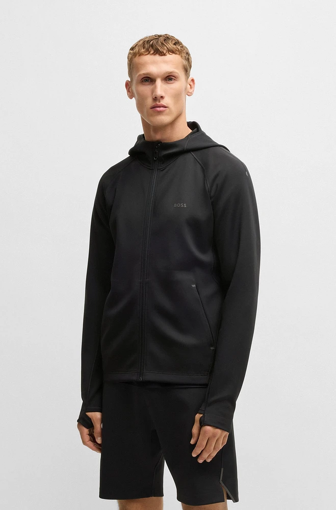 Active stretch zip-up hoodie with moisture management