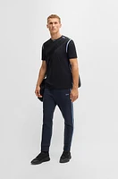 Stretch-cotton T-shirt with tape trims