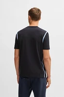 Stretch-cotton T-shirt with tape trims