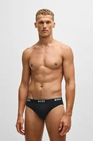 Three-pack of stretch-cotton briefs with logo waistbands