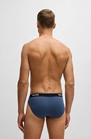 Three-pack of stretch-cotton briefs with logo waistbands