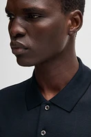 Relaxed-fit polo shirt cotton-silk checked jacquard