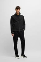 Mercerized-cotton regular-fit sweatshirt with stripe cuffs