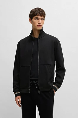 Mercerized-cotton regular-fit sweatshirt with stripe cuffs