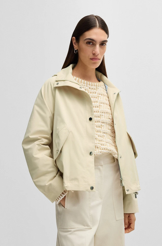 Hooded parka jacket water-repellent fabric
