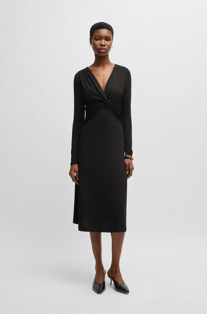 Twist-front dress stretch crepe