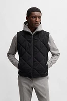 Diamond-quilted gilet with ribbed-cotton trims