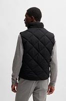 Diamond-quilted gilet with ribbed-cotton trims