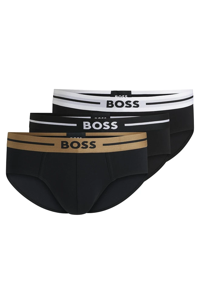 Three-pack of stretch-cotton trunks with logo waistbands