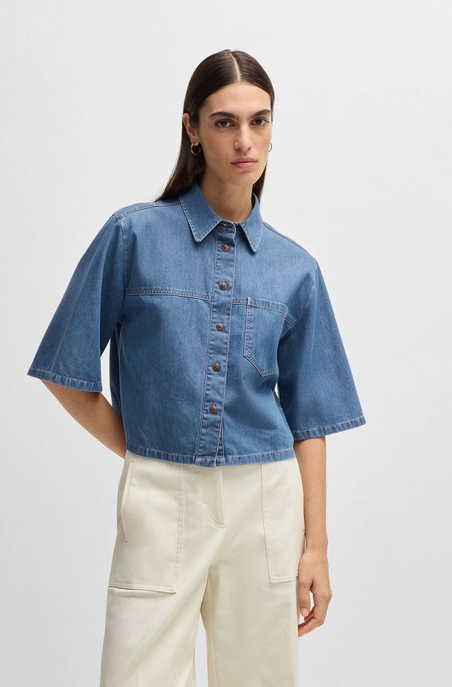 Relaxed-fit blouse blue selvedge denim