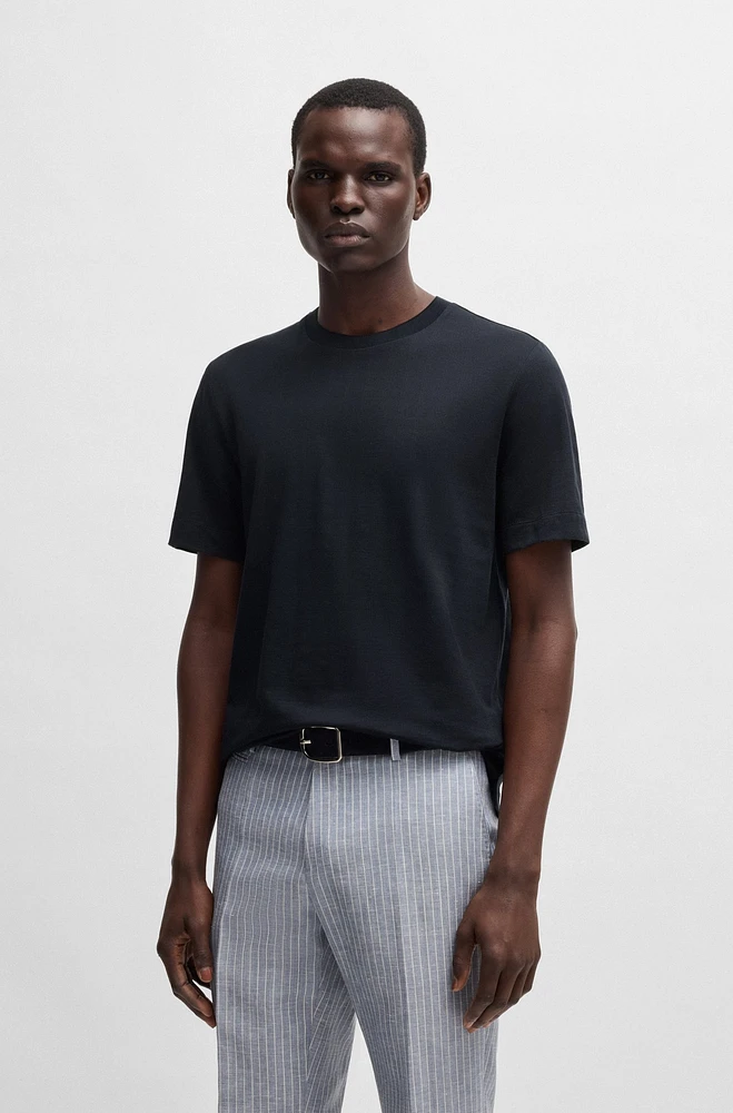 Regular-fit T-shirt cotton-silk checked jacquard