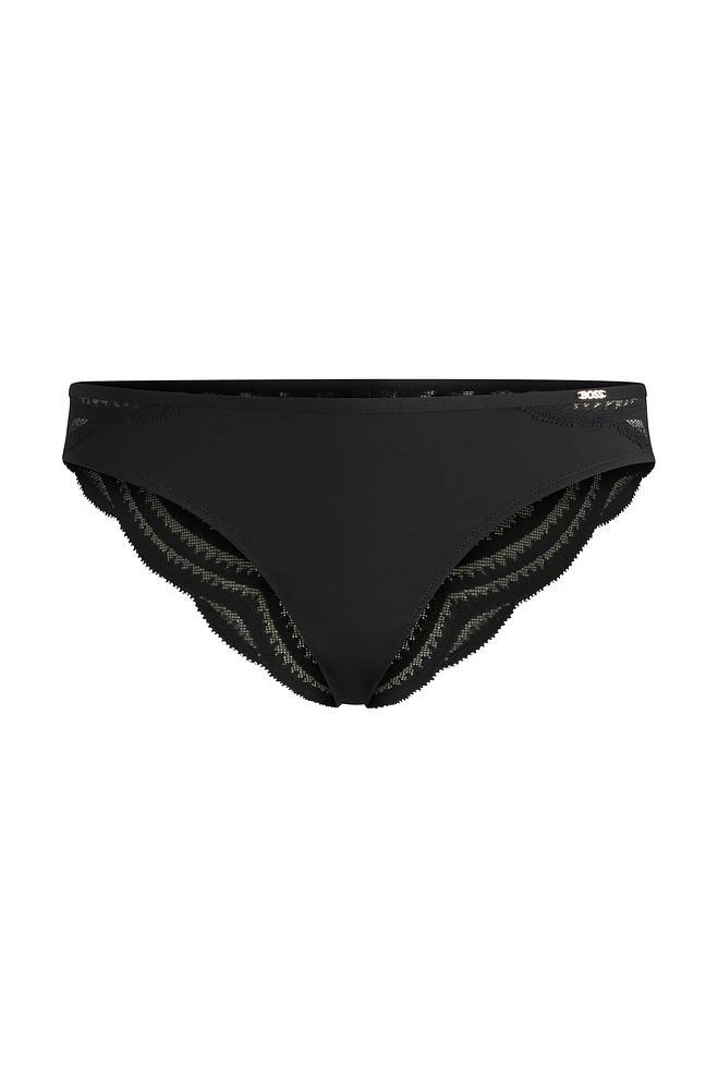 Lace-trim briefs with logo detail