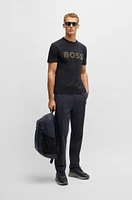 Stretch-cotton T-shirt with large logo