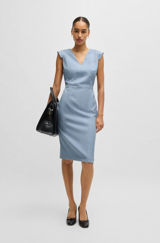 Bodycon business dress checked wool