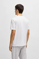 Stretch-cotton T-shirt with photo-print logo