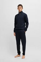 Zip-neck sweater a waffle-structured cotton