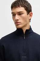 Zip-neck sweater a waffle-structured cotton