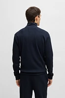 Zip-neck sweater a waffle-structured cotton