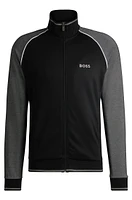 Cotton zip-up jacket with contrast piping