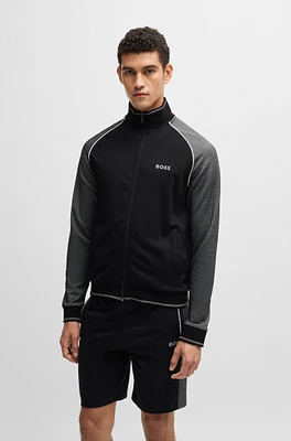 Cotton zip-up jacket with contrast piping