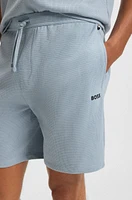 Waffle-structured pajama shorts with embroidered logo