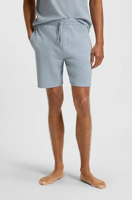 Waffle-structured pajama shorts with embroidered logo