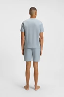 Waffle-structured pajama shorts with embroidered logo