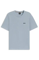 Waffle-structured pajama T-shirt with embroidered logo