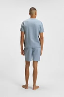 Waffle-structured pajama T-shirt with embroidered logo